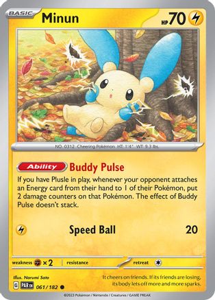 SV04 Paradox Rift  061/182 Minun  - Reverse Holofoil - Common