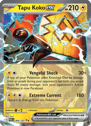 SV04 Paradox Rift  068/182 Tapu Koko ex  - Holofoil - Double Rare