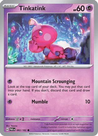 SV04 Paradox Rift  082/182 Tinkatink  - Reverse Holofoil - Common