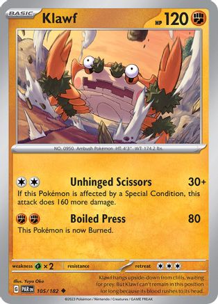SV04 Paradox Rift  105/182 Klawf  - Reverse Holofoil - Uncommon