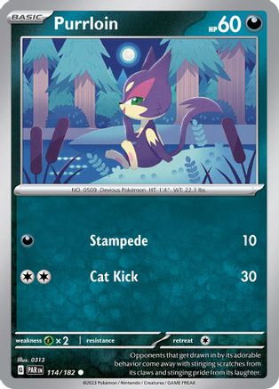 SV04 Paradox Rift  114/182 Purrloin  - Reverse Holofoil - Common