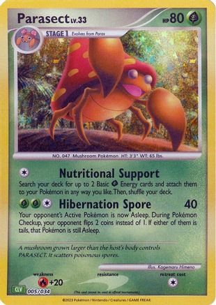 Trading Card Game Classic  005/034 Parasect  - Holofoil - Classic Collection