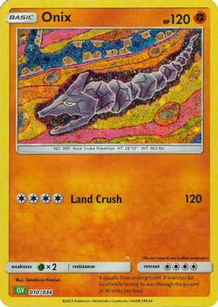 Trading Card Game Classic  010/034 Onix  - Holofoil - Classic Collection