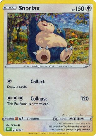 Trading Card Game Classic  016/034 Snorlax  - Holofoil - Classic Collection