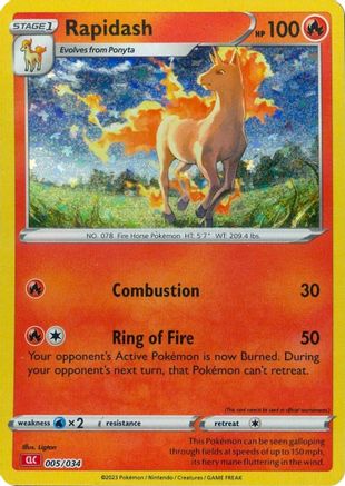 Trading Card Game Classic  005/034 Rapidash  - Holofoil - Classic Collection