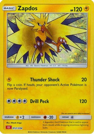 Trading Card Game Classic  012/034 Zapdos  - Holofoil - Classic Collection
