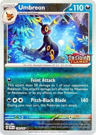Miscellaneous Cards & Products  130/197 Umbreon (Obsidian Flames Stamped)  - Reverse Holofoil - Promo
