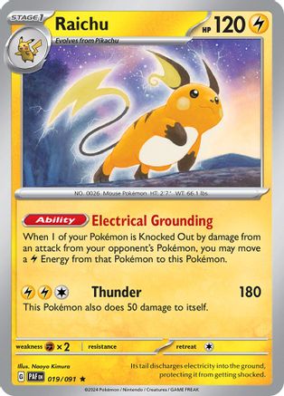 SV Paldean Fates  019/091 Raichu  - Holofoil - Rare
