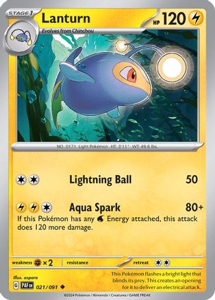 SV Paldean Fates  021/091 Lanturn  - Reverse Holofoil - Uncommon