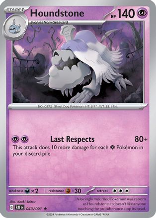 SV Paldean Fates  043/091 Houndstone  - Holofoil - Rare