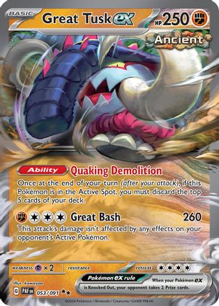 SV Paldean Fates  053/091 Great Tusk ex  - Holofoil - Double Rare