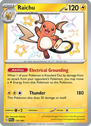 SV Paldean Fates  132/091 Raichu  - Holofoil - Shiny Rare
