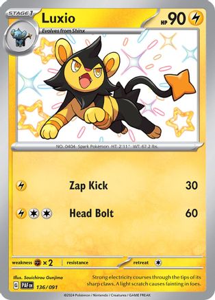 SV Paldean Fates  136/091 Luxio  - Holofoil - Shiny Rare