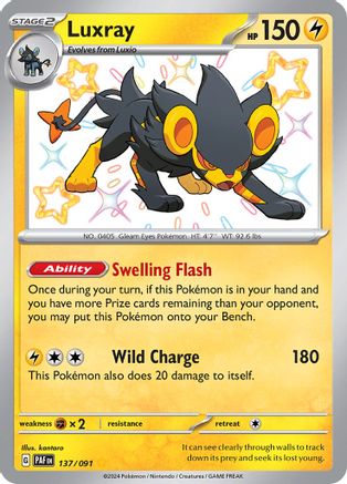 SV Paldean Fates  137/091 Luxray  - Holofoil - Shiny Rare