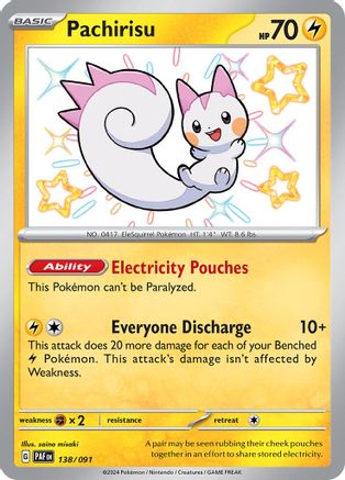SV Paldean Fates  138/091 Pachirisu  - Holofoil - Shiny Rare