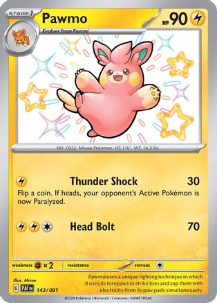 SV Paldean Fates  143/091 Pawmo  - Holofoil - Shiny Rare