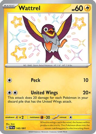 SV Paldean Fates  145/091 Wattrel  - Holofoil - Shiny Rare