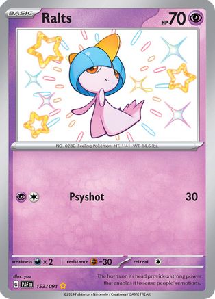 SV Paldean Fates  153/091 Ralts  - Holofoil - Shiny Rare