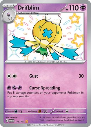 SV Paldean Fates  156/091 Drifblim  - Holofoil - Shiny Rare