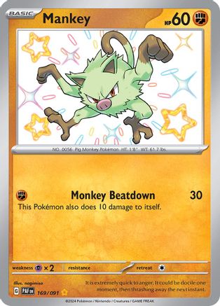 SV Paldean Fates  169/091 Mankey  - Holofoil - Shiny Rare