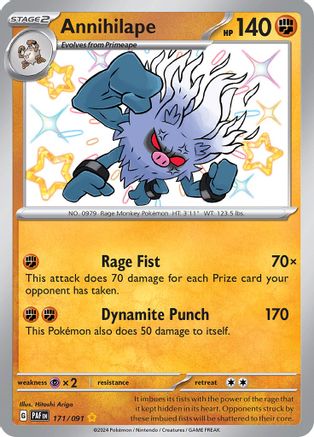 SV Paldean Fates  171/091 Annihilape  - Holofoil - Shiny Rare