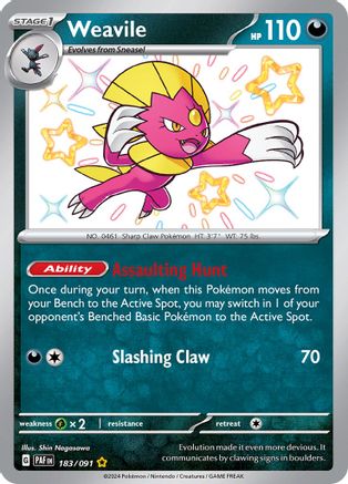 SV Paldean Fates  183/091 Weavile  - Holofoil - Shiny Rare