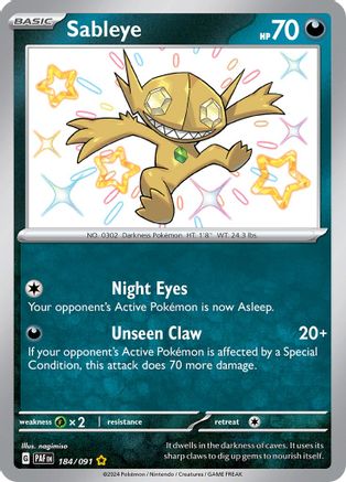 SV Paldean Fates  184/091 Sableye  - Holofoil - Shiny Rare