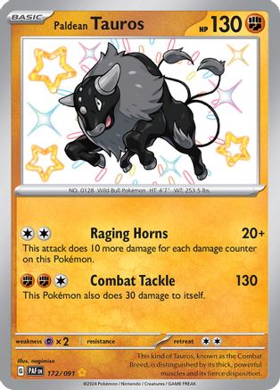SV Paldean Fates  172/091 Paldean Tauros  - Holofoil - Shiny Rare