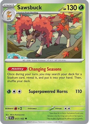 SV05 Temporal Forces  017/162 Sawsbuck  - Uncommon