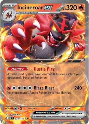 SV05 Temporal Forces  034/162 Incineroar ex  - Holofoil - Double Rare