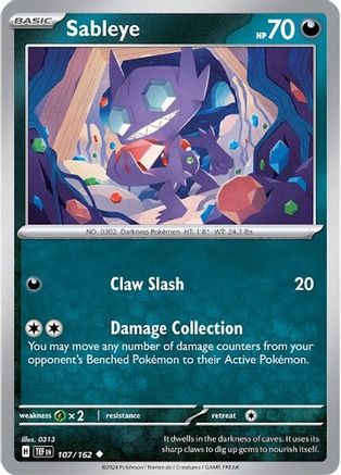 SV05 Temporal Forces  107/162 Sableye  - Reverse Holofoil - Uncommon