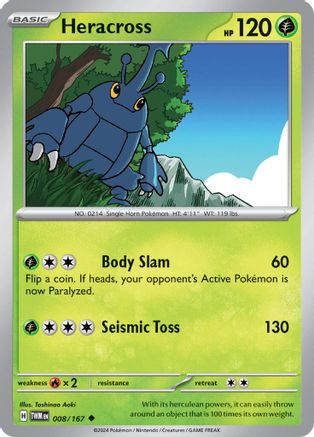 SV06 Twilight Masquerade  008/167 Heracross  - Reverse Holofoil - Uncommon