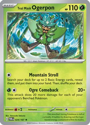 SV06 Twilight Masquerade  024/167 Teal Mask Ogerpon  - Holofoil - Rare