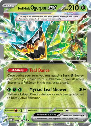 SV06 Twilight Masquerade  025/167 Teal Mask Ogerpon ex  - Holofoil - Double Rare