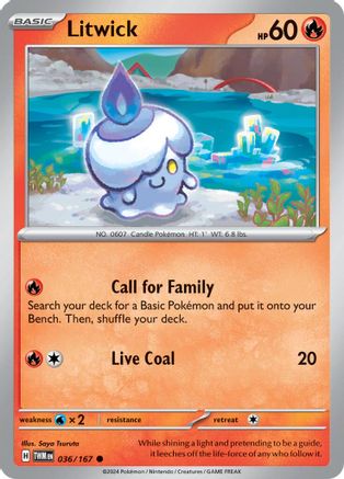 SV06 Twilight Masquerade  036/167 Litwick  - Reverse Holofoil - Common
