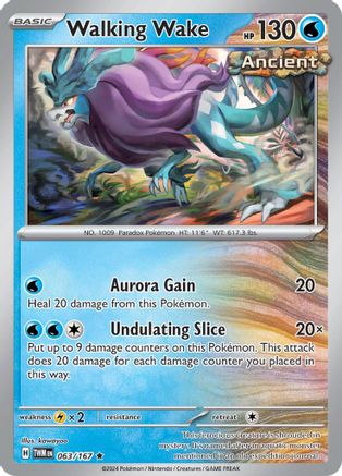 SV06 Twilight Masquerade  063/167 Walking Wake  - Holofoil - Rare