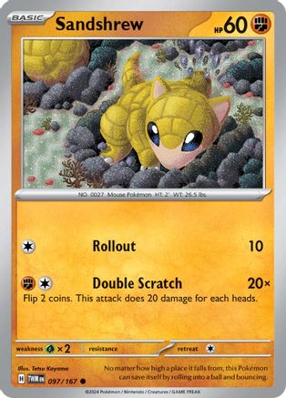 SV06 Twilight Masquerade  097/167 Sandshrew  - Reverse Holofoil - Common