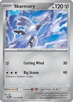 SV06 Twilight Masquerade  119/167 Skarmory  - Reverse Holofoil - Common
