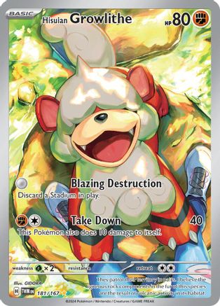 SV06 Twilight Masquerade  181/167 Hisuian Growlithe  - Holofoil - Illustration Rare