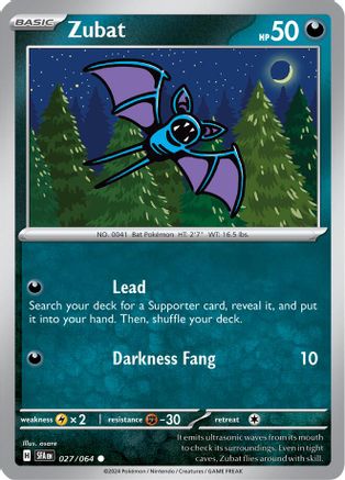 SV Shrouded Fable  027/064 Zubat  - Reverse Holofoil - Common