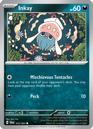SV Shrouded Fable  033/064 Inkay  - Reverse Holofoil - Common