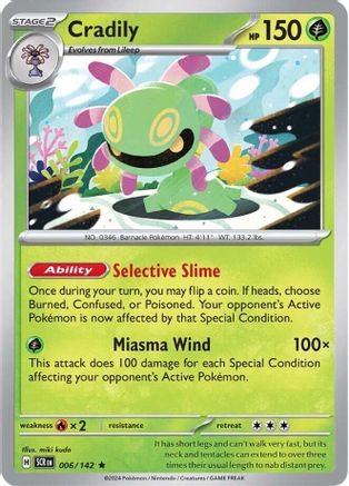SV07 Stellar Crown  006/142 Cradily  - Reverse Holofoil - Rare