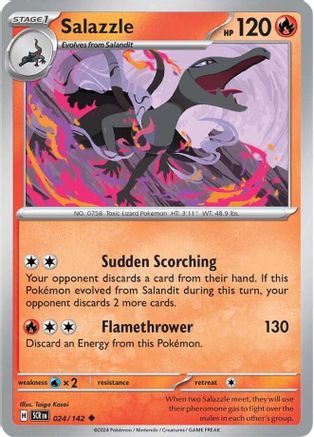 SV07 Stellar Crown  024/142 Salazzle  - Reverse Holofoil - Uncommon
