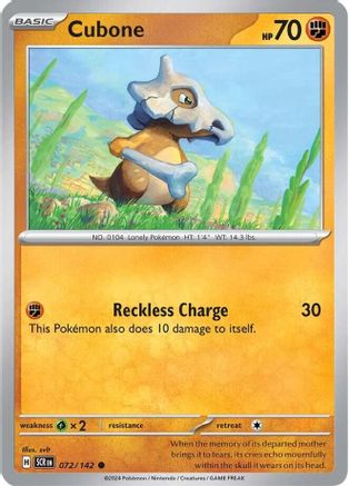 SV07 Stellar Crown  072/142 Cubone  - Reverse Holofoil - Common