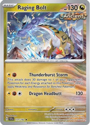 SV07 Stellar Crown  111/142 Raging Bolt  - Reverse Holofoil - Rare