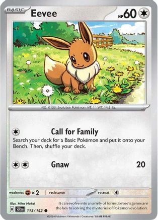 SV07 Stellar Crown  113/142 Eevee  - Reverse Holofoil - Common