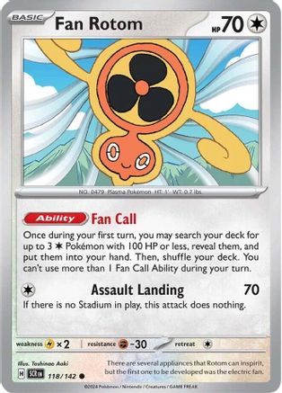 SV07 Stellar Crown  118/142 Fan Rotom  - Reverse Holofoil - Common