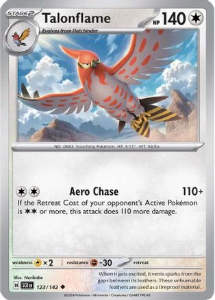 SV07 Stellar Crown  123/142 Talonflame  - Reverse Holofoil - Uncommon