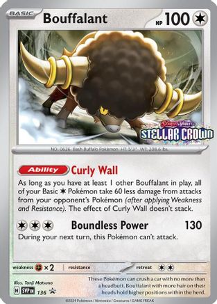 SV Scarlet & Violet Promo Cards  136 Bouffalant  - Holofoil - Promo