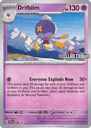 SV Scarlet & Violet Promo Cards  135 Drifblim  - Reverse Holofoil - Promo